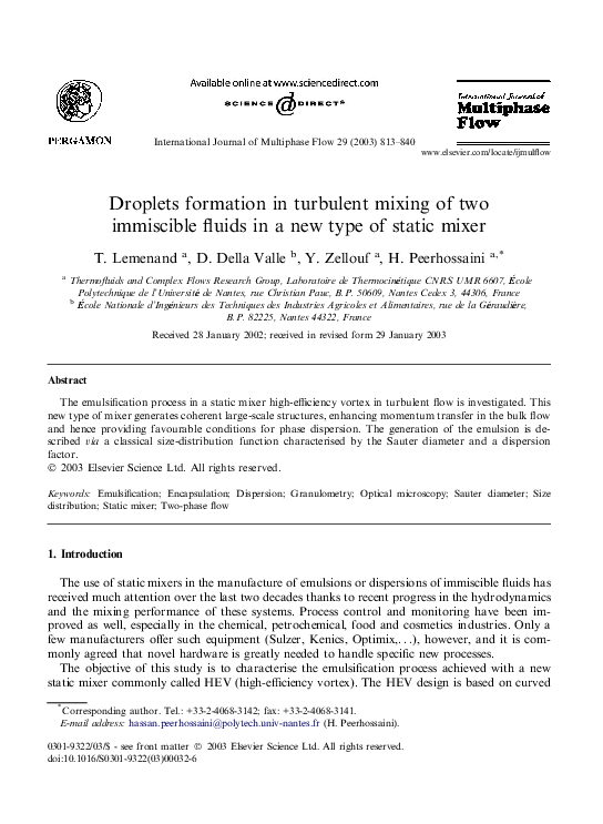 (PDF) Droplets formation in turbulent mixing of two immiscible fluids ...