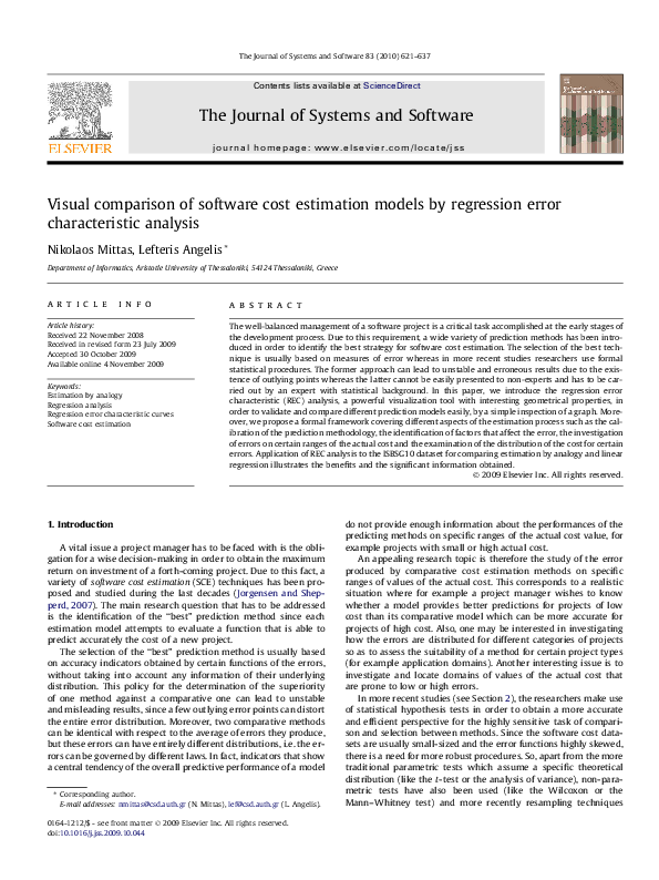(PDF) Visual comparison of software cost estimation models by ...