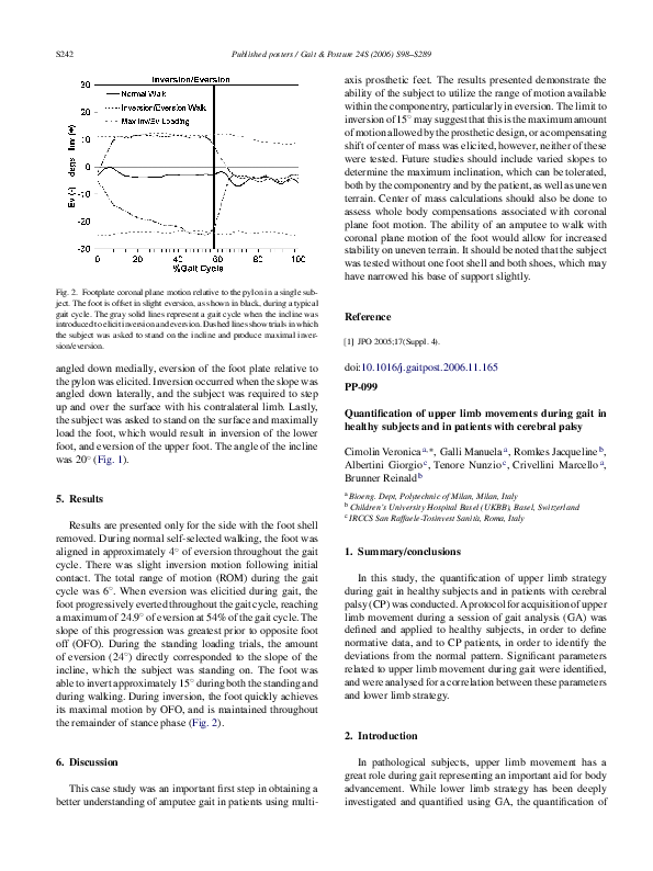 (PDF) Quantification of upper limb movements during gait in healthy ...