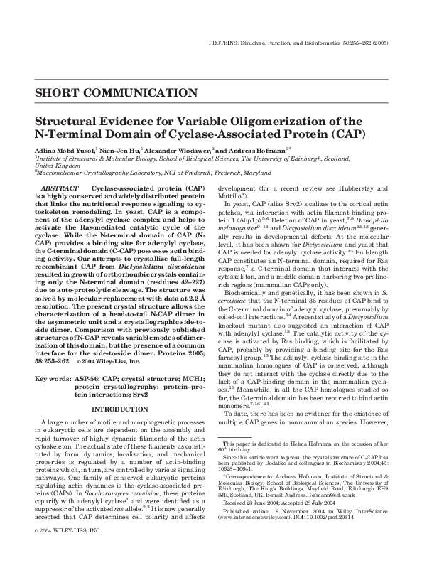 (PDF) Structural evidence for variable oligomerization of the N ...
