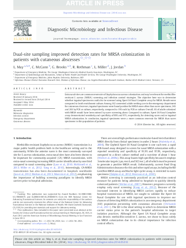 (PDF) Dual-site sampling improved detection rates for MRSA colonization ...