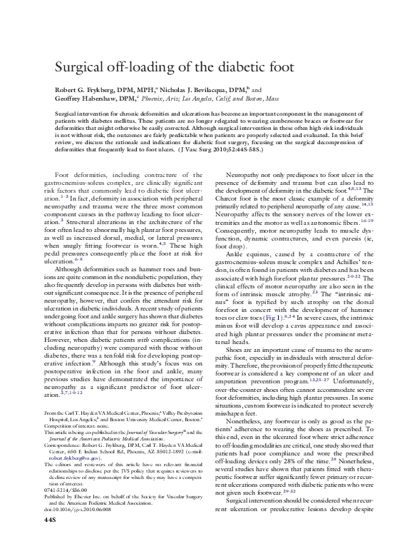 (PDF) Surgical Off-loading of the Diabetic Foot