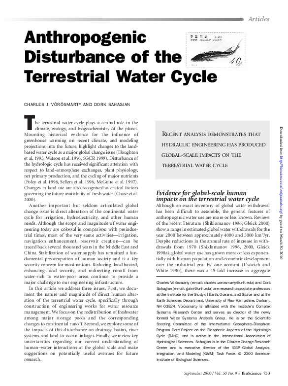 (PDF) Anthropogenic Disturbance of the Terrestrial Water Cycle