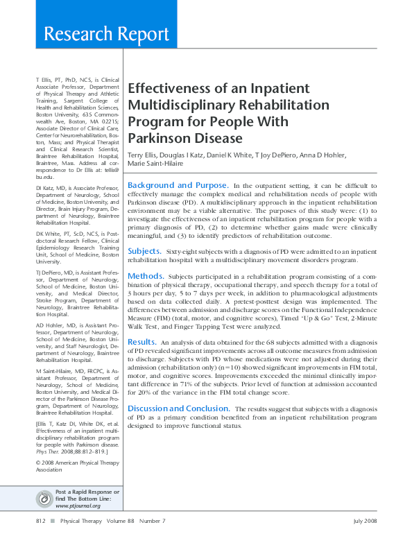 (PDF) Effectiveness of an Inpatient Multidisciplinary Rehabilitation