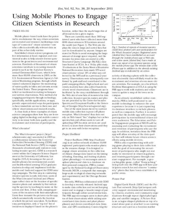 (PDF) Using mobile phones to engage citizen scientists in research