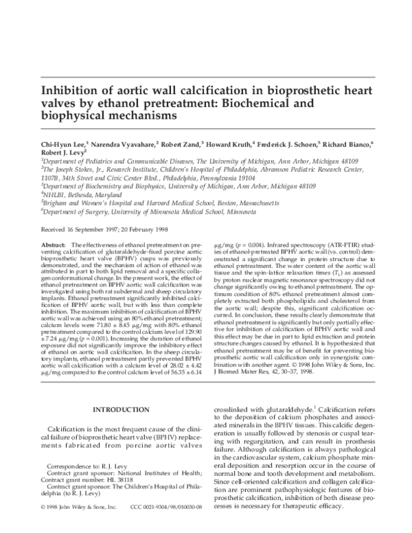 (PDF) Inhibition of aortic wall calcification in bioprosthetic heart ...