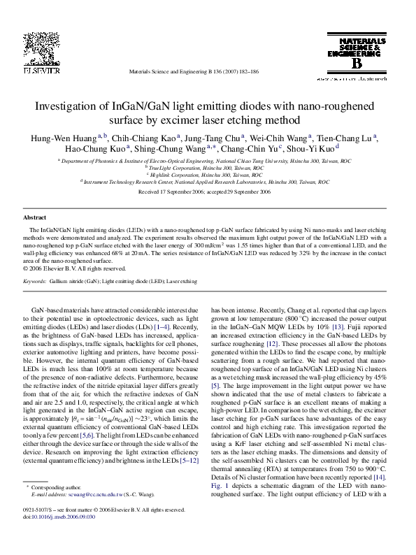 (PDF) Investigation of InGaN/GaN light emitting diodes with nano ...