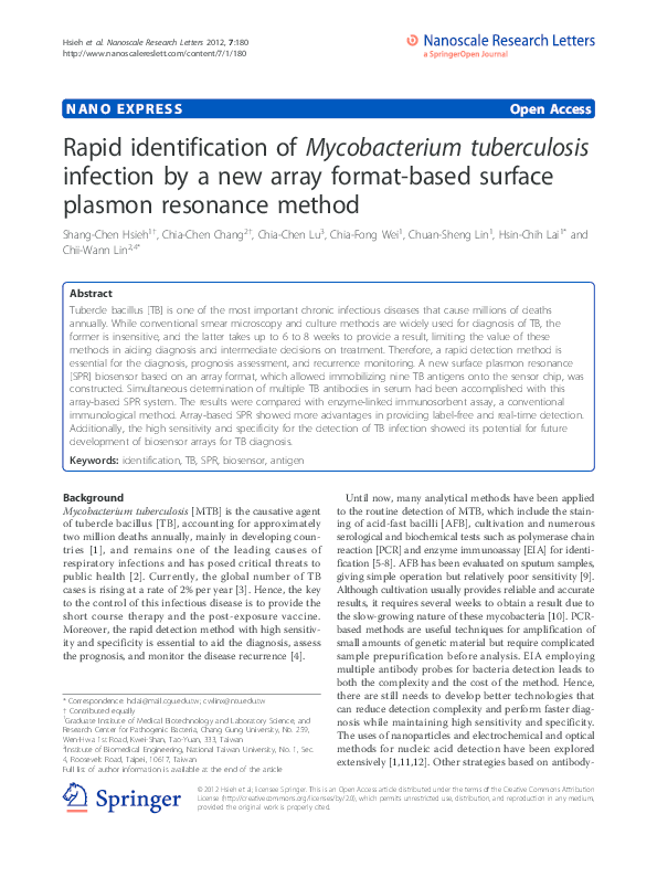 (PDF) Rapid identification of Mycobacterium tuberculosis complex by a ...