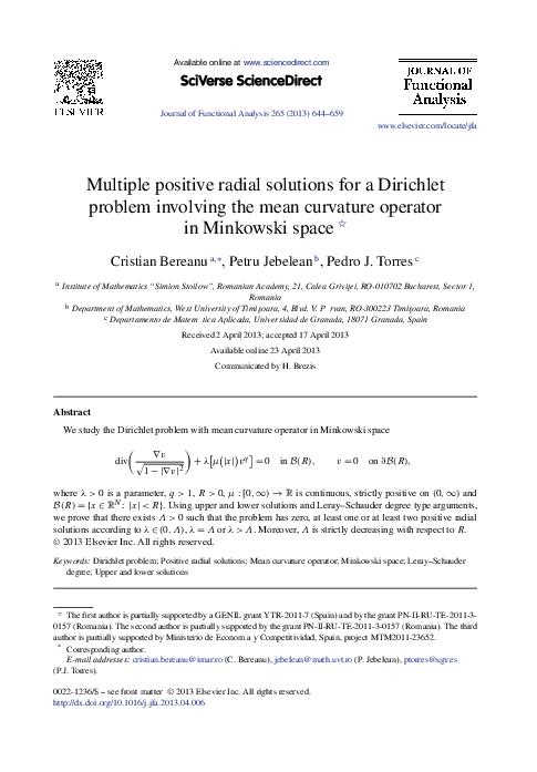 (PDF) Multiple positive radial solutions for a Dirichlet problem ...