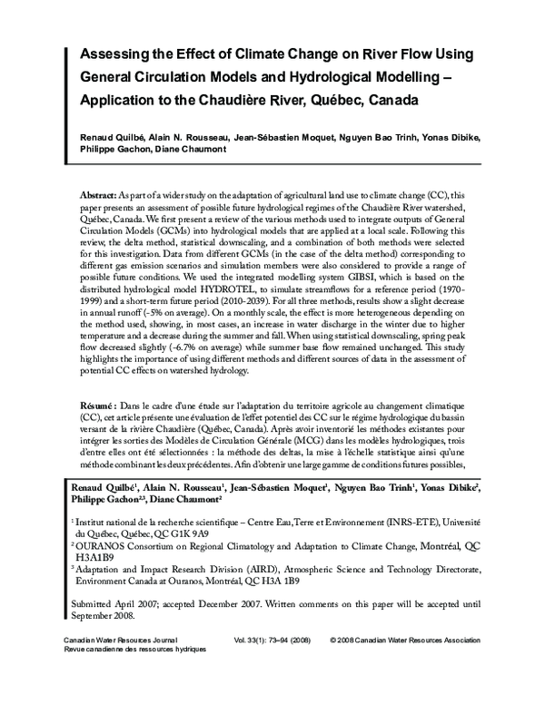 (PDF) Assessing the Effect of Climate Change on River Flow Using ...