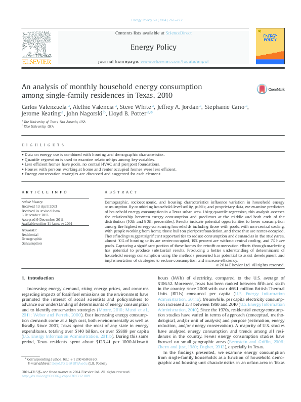 (PDF) An analysis of monthly household energy consumption among single ...