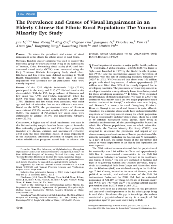 (PDF) The Prevalence and Causes of Visual Impairment in an Elderly ...