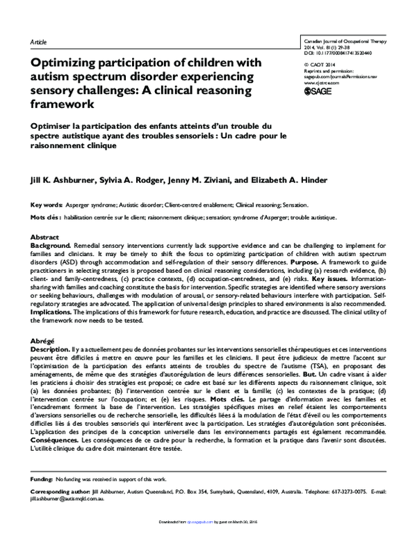 (PDF) Optimizing participation of children with autism spectrum ...