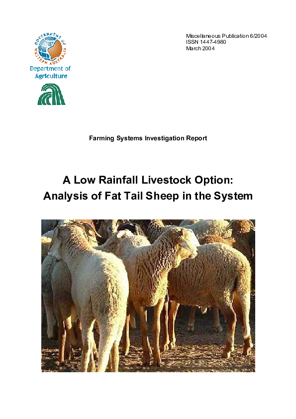 (PDF) A Low Rainfall Livestock Option: Analysis of Fat Tail Sheep in ...