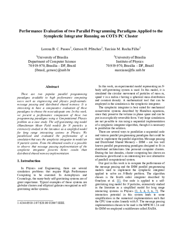 (PDF) Performance Evaluation of two Parallel Programming Paradigms ...