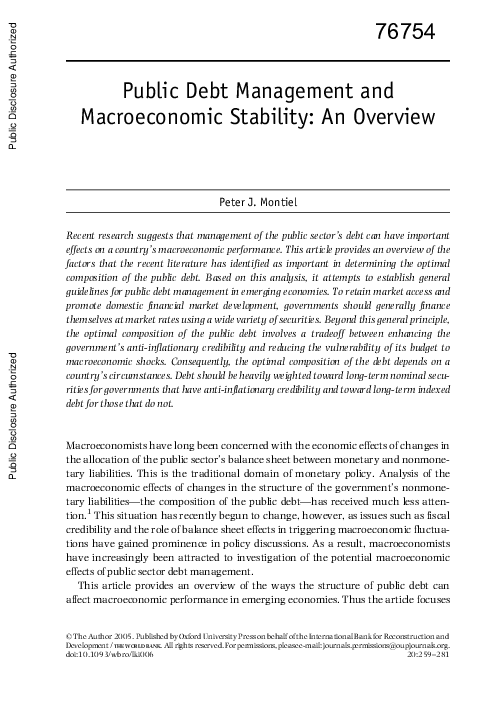 (PDF) Public Debt Management and Macroeconomic Stability: An Overview