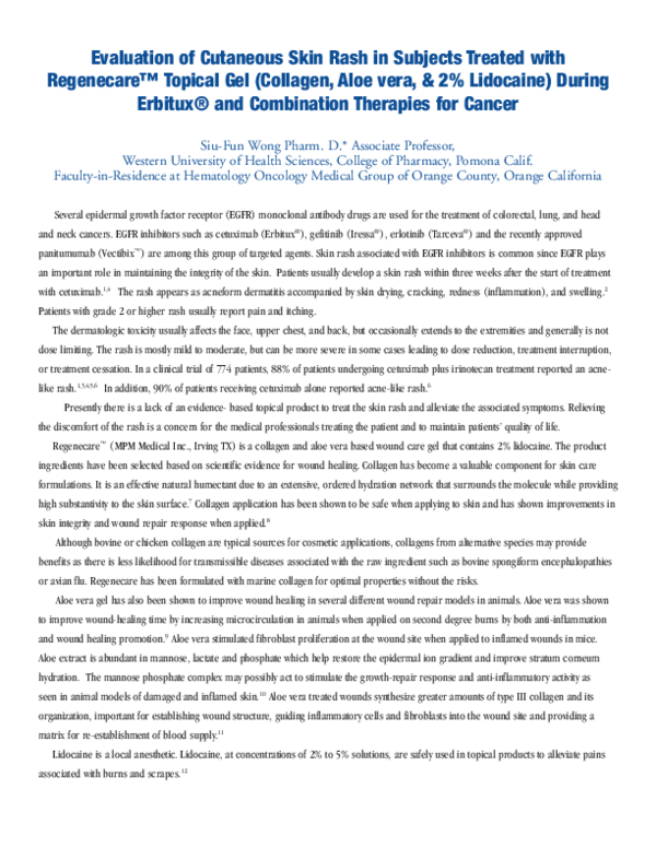 (PDF) Evaluation of Cutaneous Skin Rash in Subjects Treated with ...