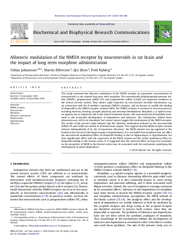 (PDF) Allosteric modulation of the NMDA receptor by neurosteroids in ...