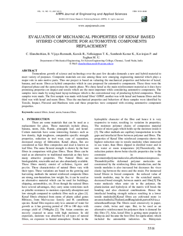 (PDF) EVALUATION OF MECHANICAL PROPERTIES OF KENAF BASED HYBRID ...