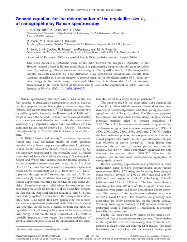 PDF) General equation for the determination of the crystallite