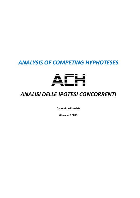 (PDF) ANALISI DELLE IPOTESI CONCORRENTI (ACH)