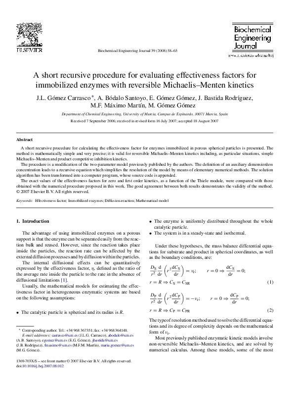 (PDF) A short recursive procedure for evaluating effectiveness factors