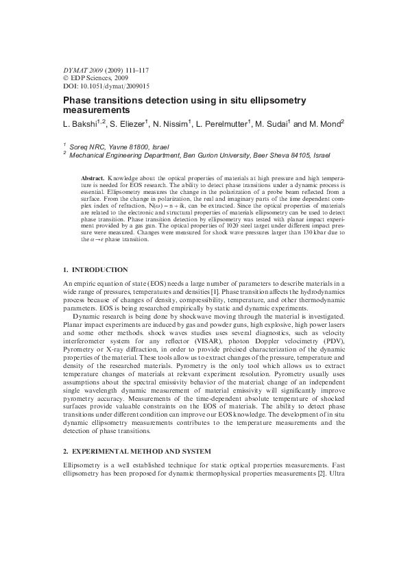 (PDF) Phase transitions detection using in situ ellipsometry measurements