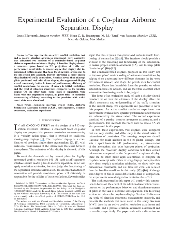 (PDF) Experimental evaluation of a co-planar airborne separation display