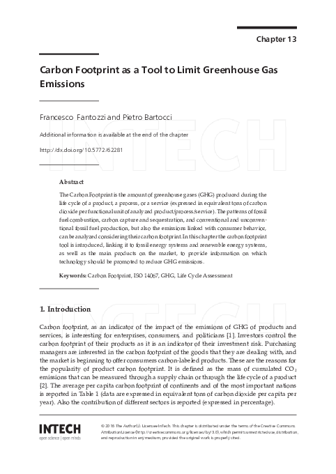 (PDF) Carbon Footprint as a Tool to Limit Greenhouse Gas Emissions