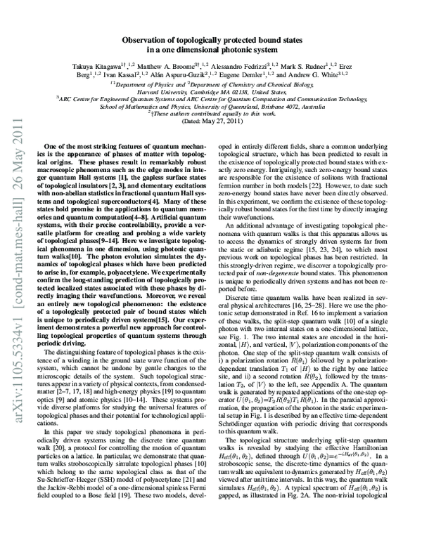 (PDF) Observation of topologically protected bound states in photonic ...