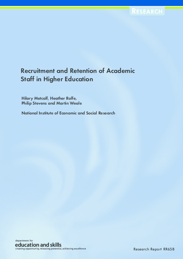 (PDF) Recruitment and Retention of Academic Staff in Higher Education