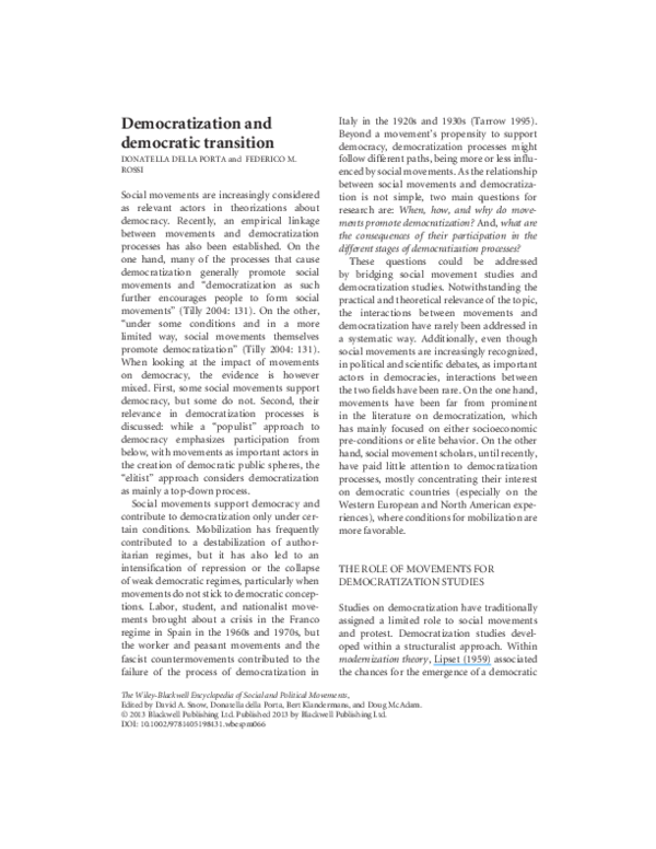 Pdf Democratization And Democratic Transition