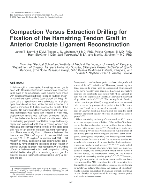 (PDF) Compaction versus extraction drilling for fixation of the ...