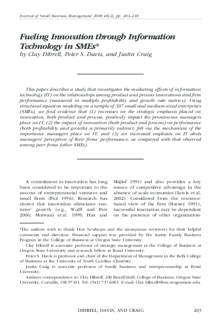 (PDF) Fueling Innovation through Information Technology in SMEs