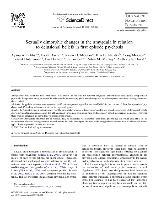 (PDF) Sexually dimorphic changes in the amygdala in relation to ...