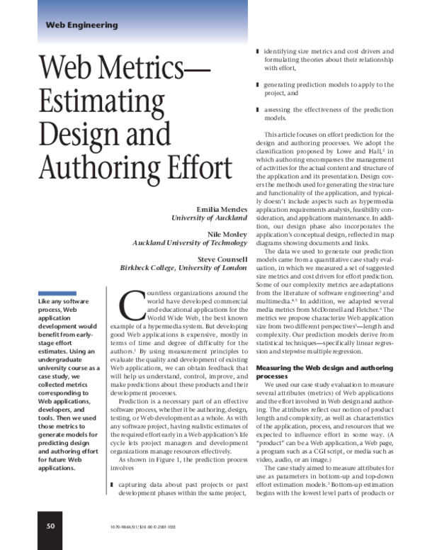 (PDF) Web metrics - estimating design and authoring effort