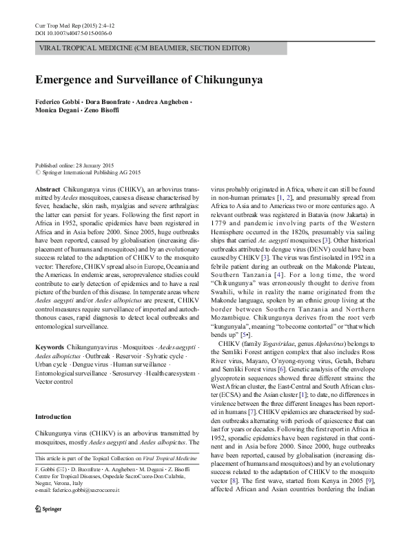 (PDF) Emergence and Surveillance of Chikungunya