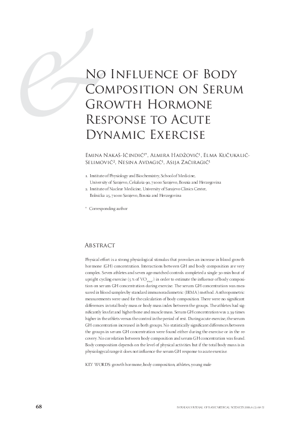 (PDF) No influence of body composition on serum growth hormone response ...