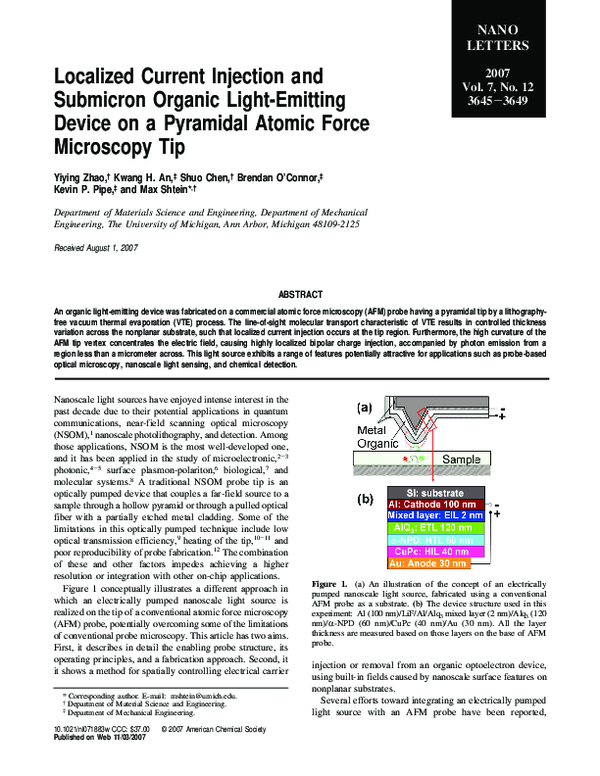 (PDF) Localized Current Injection and Submicron Organic Light-Emitting ...