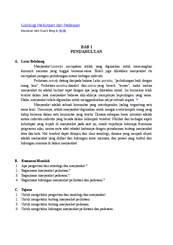 Doc Sosiologi Perkotaan Dan Pedesaan Liels Abdi Academia Edu
