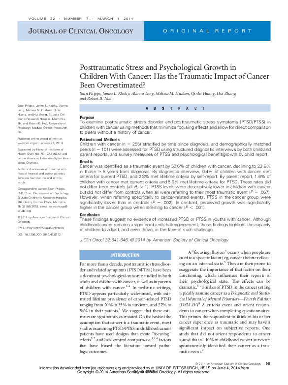 (PDF) Posttraumatic Stress and Psychological Growth in Children With ...