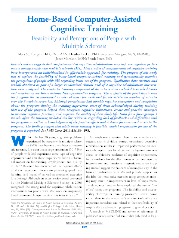 (PDF) Home-Based Computer-Assisted Cognitive Training