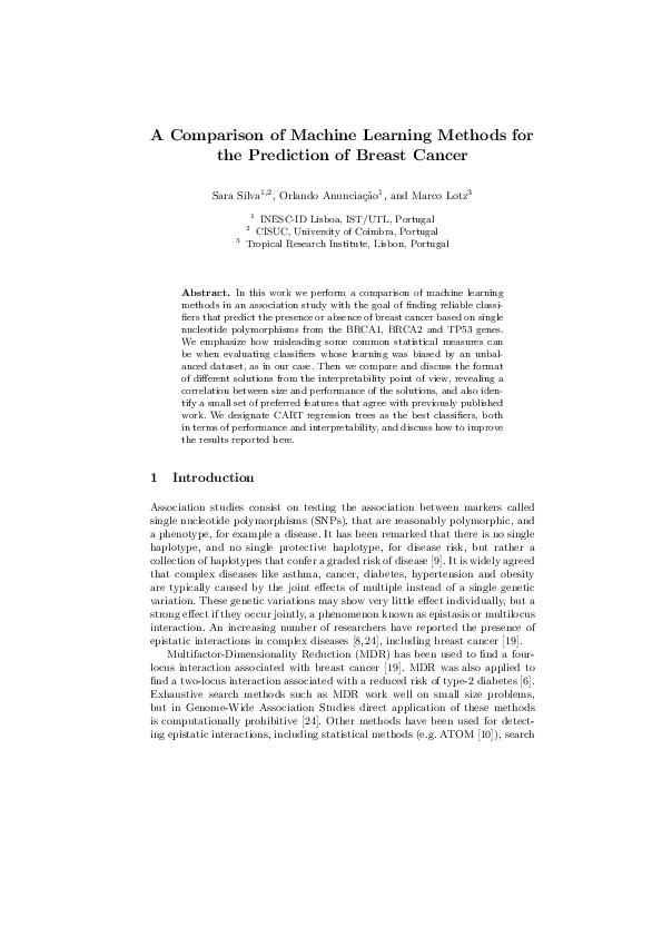 (PDF) A Comparison of Machine Learning Methods for the Prediction of ...
