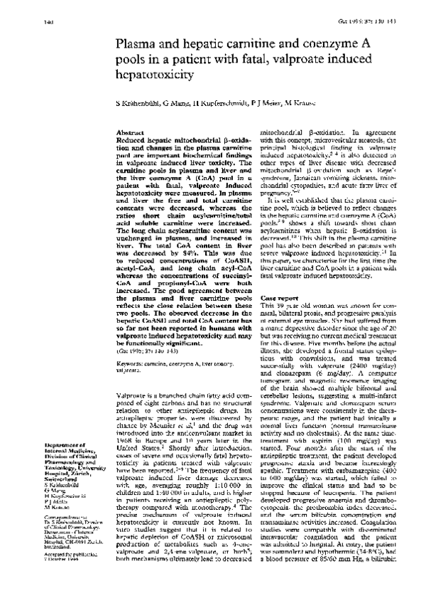 (PDF) Plasma and hepatic carnitine and coenzyme A pools in a patient ...