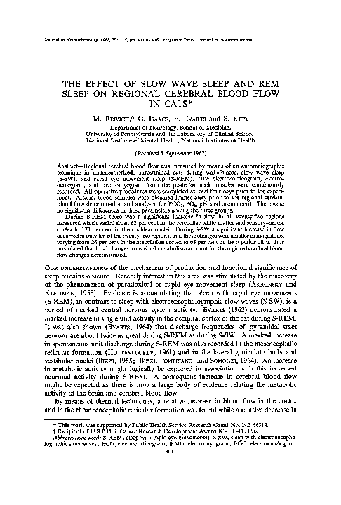 (PDF) The Effect of Slow Wave Sleep and Rem Sleep on Regional Cerebral ...