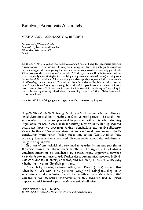(PDF) Resolving arguments accurately