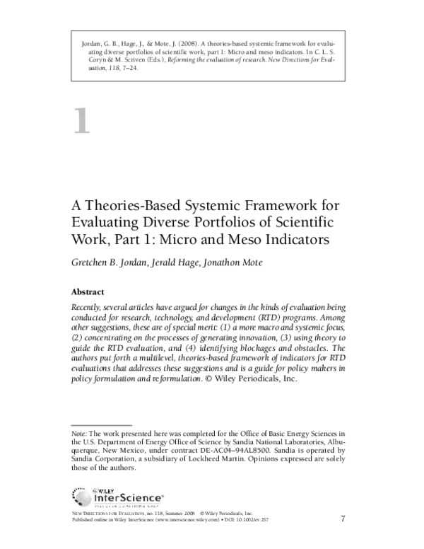 (PDF) A theories-based systemic framework for evaluating diverse ...