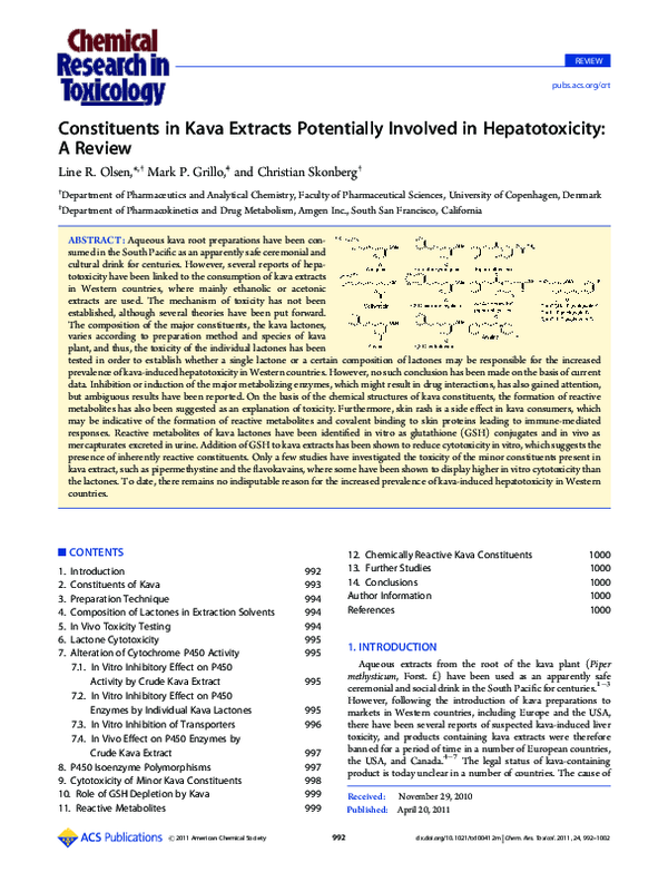 (PDF) Constituents in Kava Extracts Potentially Involved in