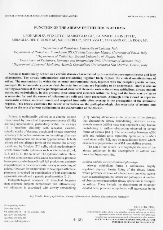 (PDF) Function of the Airway Epithelium in Asthma
