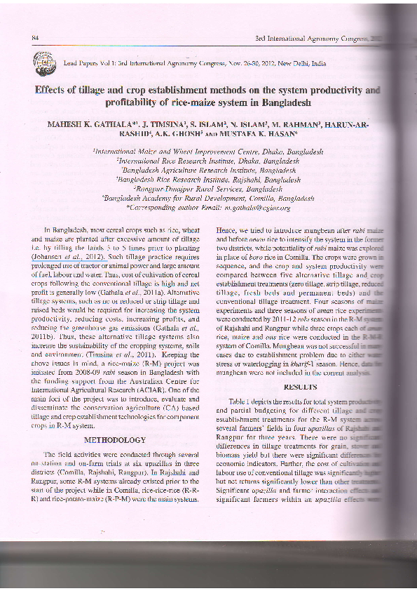 (PDF) Effect of tillage and crop establishment methods on yield ...